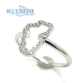 14K White Gold Lake Tahoe Ring with Diamond-size 6.75